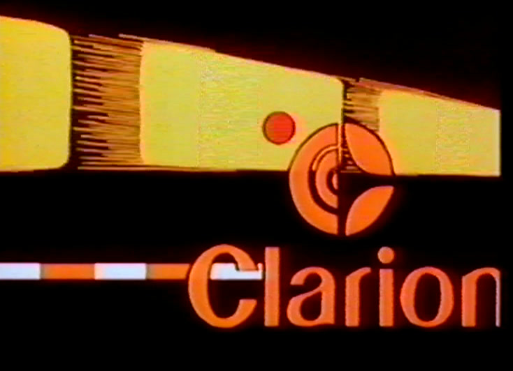 Roundel and wordmark tilt and smear sideways, white bars stacked at the lower left.