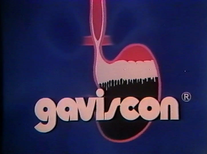 Sama kaavio, jossa vaalea vaahtokerros peittää sisällön ja gaviscon-logo kulkee sen yli