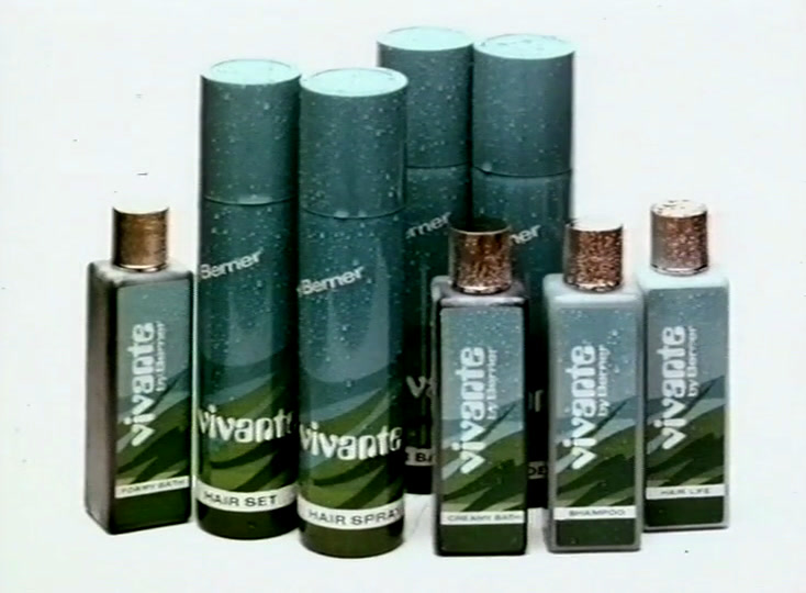 Seven glass bottles and aerosols photographed together, every label reading vivante by Berner.